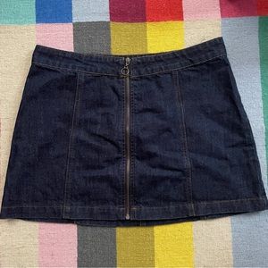 Altar’d State Front Zipper Dark Wash Denim Jean Skirt